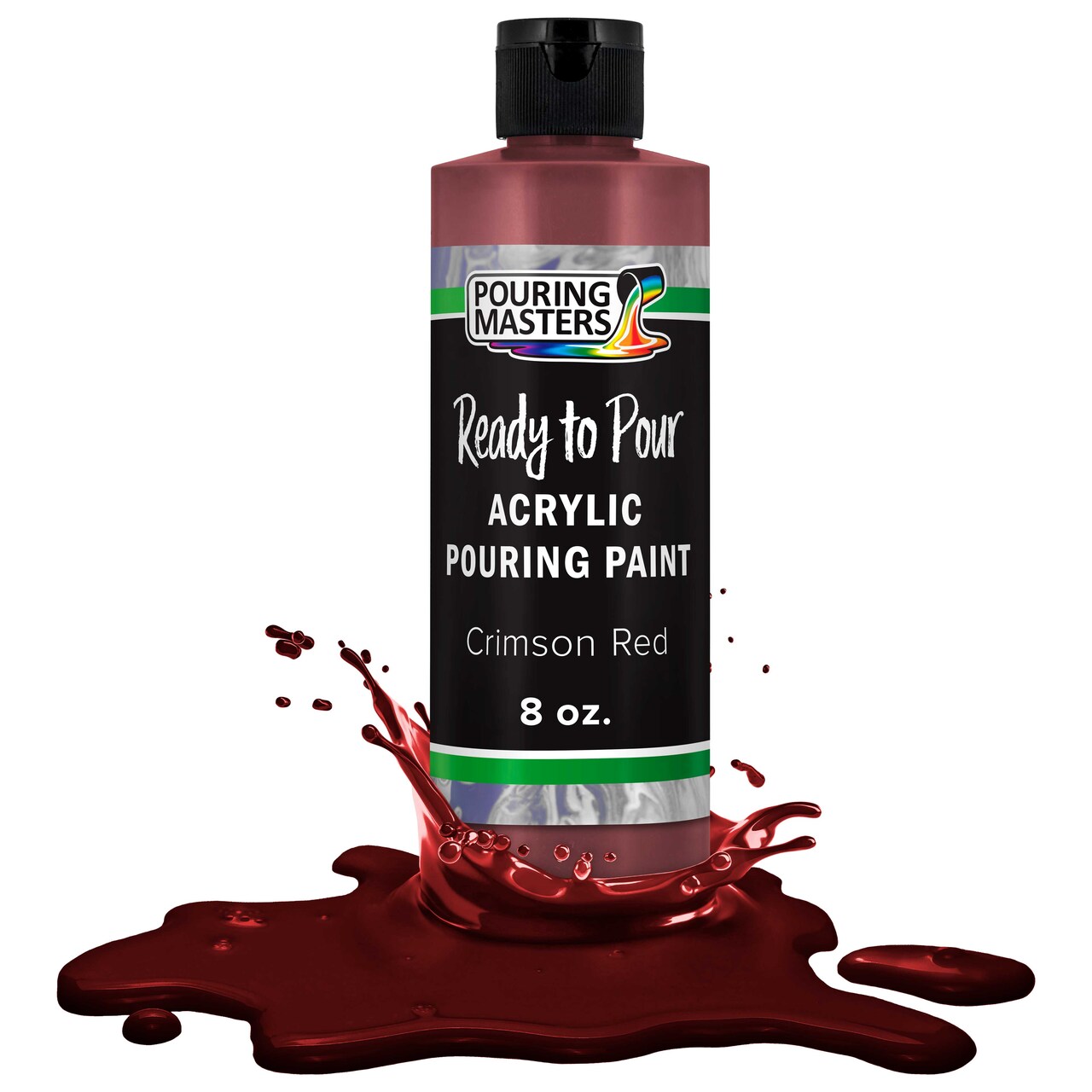 Pouring Masters Crimson Red Ready to Pour Acrylic Pouring Paint - Premium 8-Ounce Pre-Mixed Fluid Acrylic Paint - Fluid Art Supplies for Canvas, Wood, Paper, Tile & Rocks